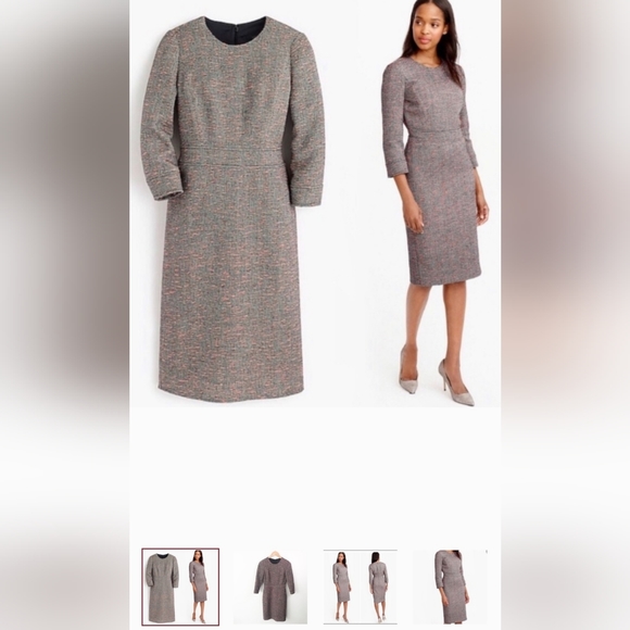 J. CREW Tweed Dress Gray Neon Pink - Picture 2 of 2